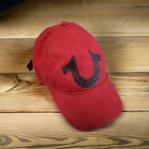 True Religion Scribble Horseshoe Logo One Size Red Crafted w Pride Baseball Cap